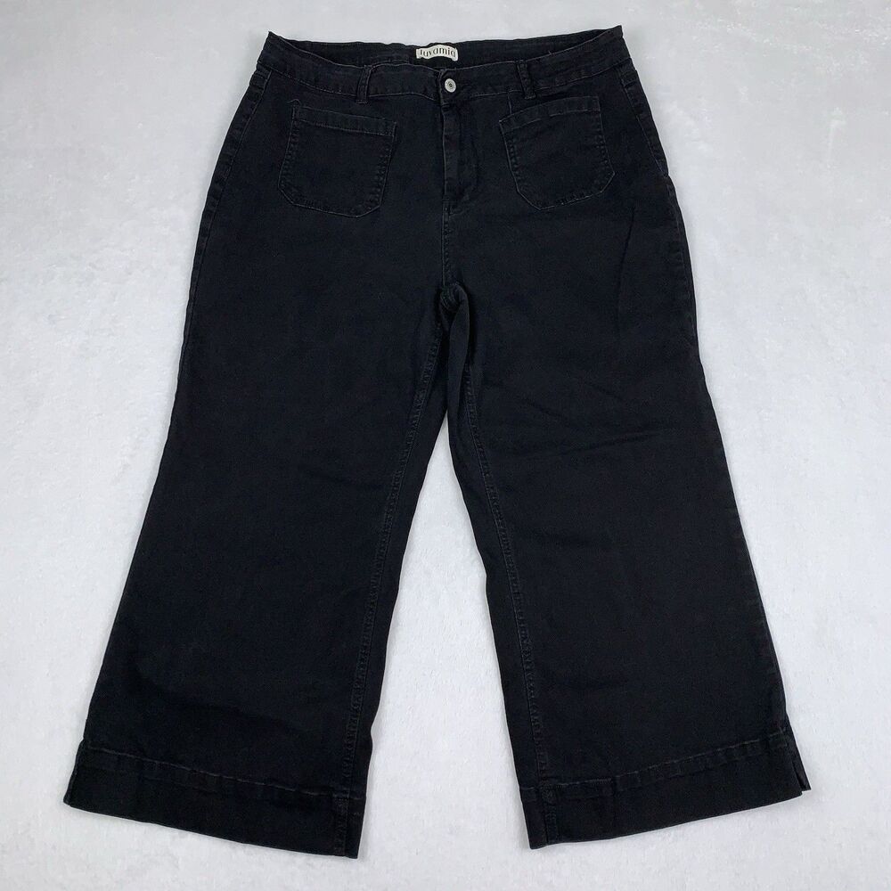 Wide Leg Women’s Jeans Cropped Black High Waisted Pants Luvamia Stretch 2XL